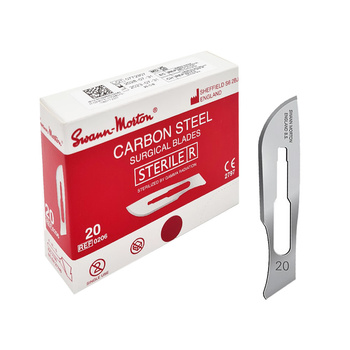 Ostrze chirurgiczne 20 sterylne 100szt stal węglowa Swann-Morton