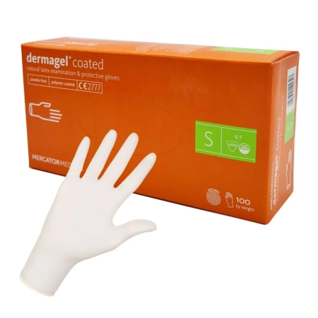 Rękawiczki lateksowe S Mercator Dermagel Coated 100szt