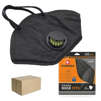 Maska ochronna FFP3 z zaworem oddechowym 5-warstw czarna 10 szt x 24op