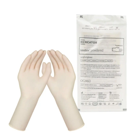 Rękawiczki chirurgiczne lateksowe sterylne 9.0 pudrowane Mercator Santex Powdered 1 para