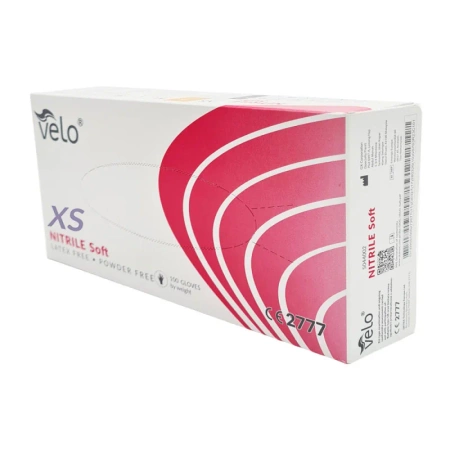 Rękawiczki nitrylowe XS niebieskie Velo 100sztuk karton 10op