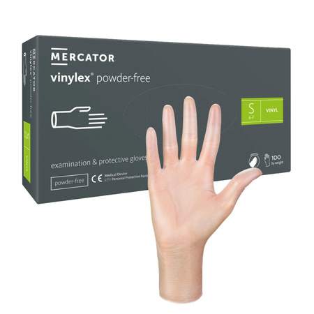 Rękawiczki winylowe S bezpudrowe Mercator Vinylex transparentne 100szt