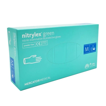 Rękawiczki nitrylowe M zielone Mercator Nitrylex Green 100sztuk karton 10op