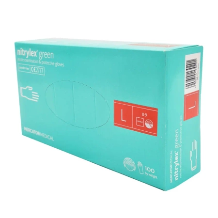 Rękawiczki nitrylowe L zielone Mercator Nitrylex Green 100sztuk