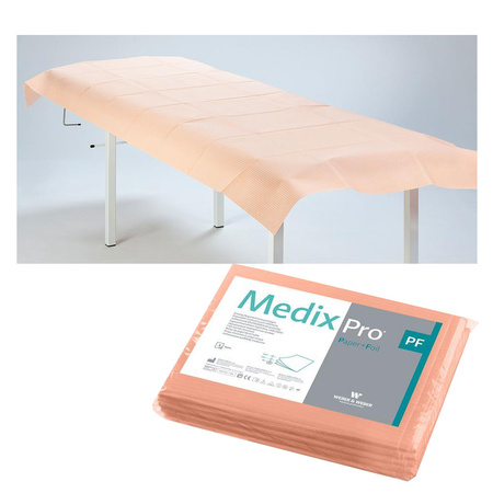 Prześcieradło jednorazowe 77cm x 210cm morelowe podfoliowane 54g MedixPro 5szt