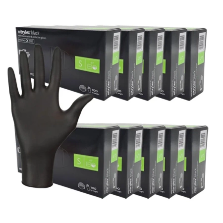 Rękawiczki nitrylowe S czarne Mercator Nitrylex Black 100sztuk karton 10op