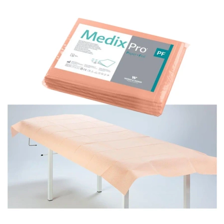 Prześcieradło jednorazowe 77cm x 210cm morelowe podfoliowane 54g MedixPro 5szt