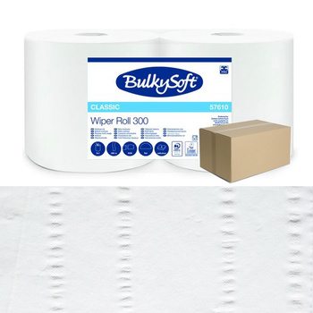Czyściwo papierowe długie 300m gładkie bez kleju 2 warstwy Bulkysoft Premium do przeszkleń 6 rolek