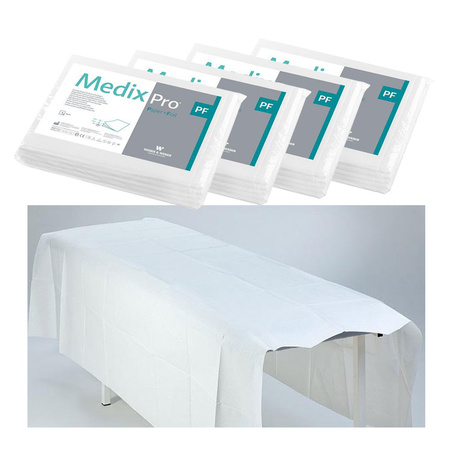 Prześcieradło jednorazowe 150cm x 210cm białe podfoliowane 54g MedixPro 20szt