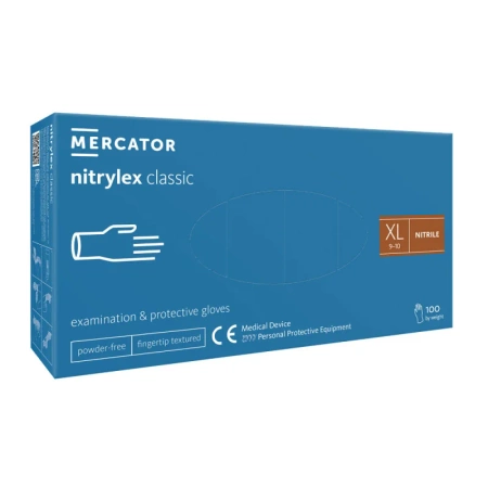 Rękawiczki nitrylowe XL niebieskie Mercator Nitrylex Classic 100sztuk karton 10op