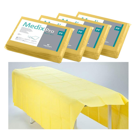 Prześcieradło jednorazowe 150cm x 210cm żółte podfoliowane 54g MedixPro 20szt