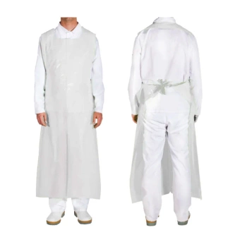 Fartuch foliowy wodoodporny biały 90cm x 150cm wiązany na troki (folia LDPE) 100szt