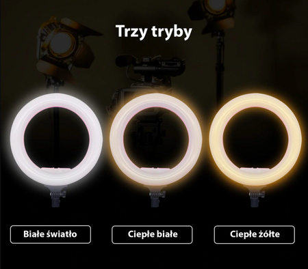 Lampa Pierścieniowa Ring do Makijażu z Pilotem dla Wizażystek 36W + Statyw, Czarna