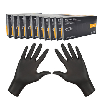 Rękawiczki nitrylowe XS czarne Mercator Nitrylex Black 100sztuk karton 10op