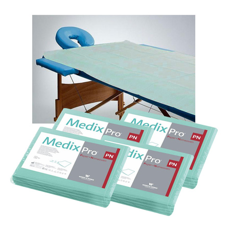 Prześcieradło jednorazowe 77cm x 210cm zielone 40g MedixPro 40szt