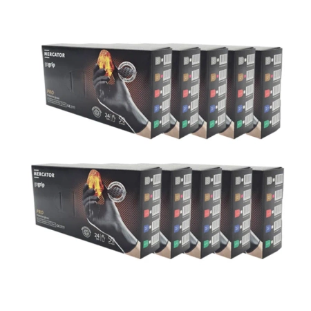 Rękawiczki nitrylowe XL czarne Mercator Gogrip 50szt karton 10op