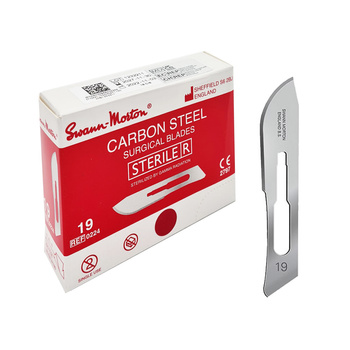 Ostrze chirurgiczne 19 sterylne 100szt stal węglowa Swann-Morton