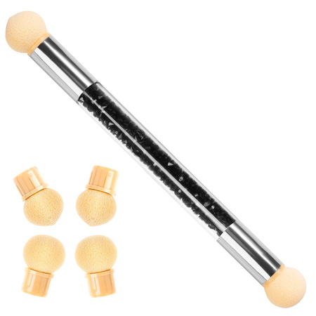 Pędzelek do ombre gąbki stempel do lakierów hybryd, kryształki czarne