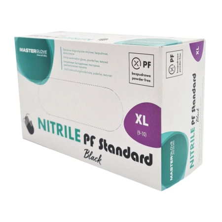 Rękawiczki nitrylowe czarne XL Master Glove Nitrile PF Standard Black 100szt karton 10op