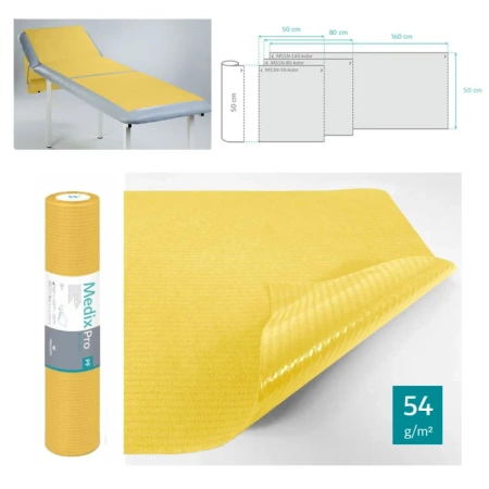 Podkład higieniczny na rolce 60cm x 50cm żółty podfoliowany 54g MedixPro 480szt