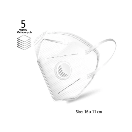 Maska ochronna FFP3 z zaworem oddechowym 5-warstw biała 10 szt x 24op