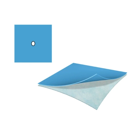 Sterylna serweta chirurgiczna Alphatex 2-warstwowa z centralnym otworem Ø6cm (rozmiar: 45cm x 45cm) 1szt