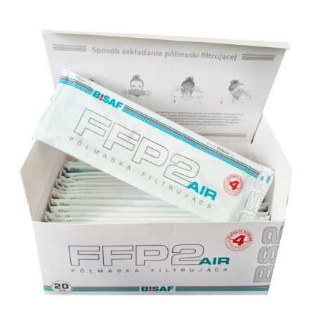 Maseczka filtrująca BISAF BS2 FFP2 AIR NR biały - wielopak 320szt
