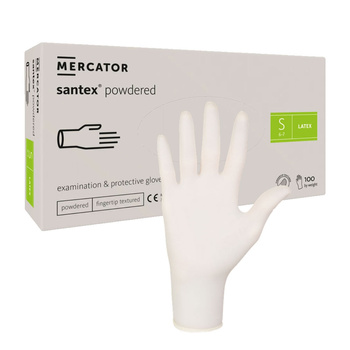 Rękawiczki lateksowe S pudrowane Santex powdered finger txt 100sztuk