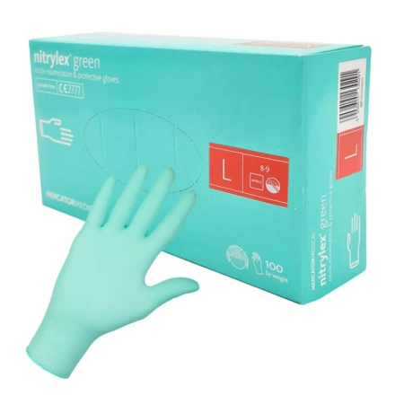 Rękawiczki nitrylowe L zielone Mercator Nitrylex Green 100sztuk