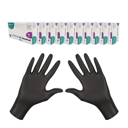 Rękawiczki nitrylowe czarne XL Master Glove Nitrile PF Standard Black 100szt karton 10op