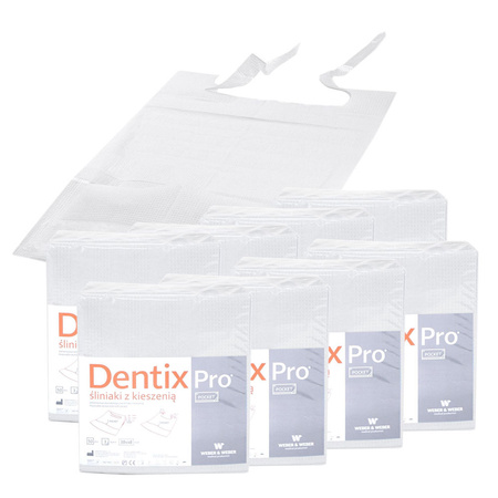 Śliniak dentystyczny z kieszonką 39cm x 48cm biały podfoliowany 54g DentixPro 400szt