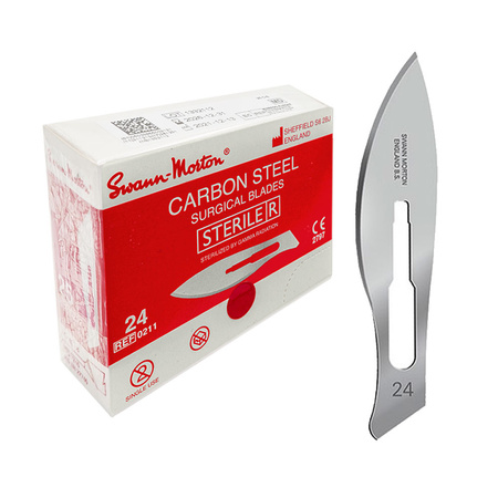 Ostrze chirurgiczne 24 sterylne 100szt stal węglowa Swann-Morton