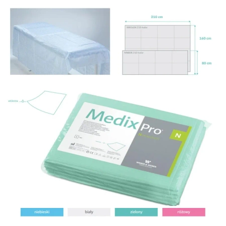 Prześcieradło jednorazowe 160cm x 210cm zielone 20g MedixPro 5szt