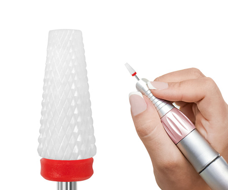 Frez Ceramiczny, Stożek Ścięty 3/32″ Umbrella (F), delikatny (czerwony)