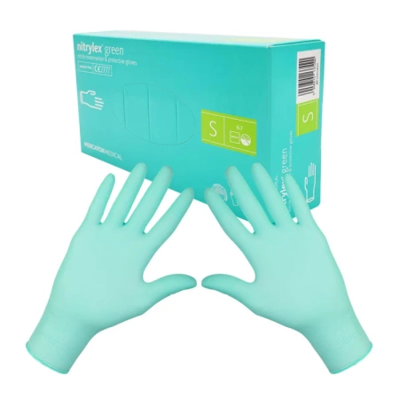 Rękawiczki nitrylowe S zielone Mercator Nitrylex Green 100sztuk