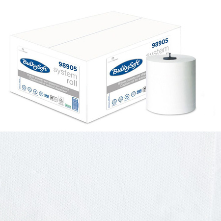 Ręcznik papierowy długi do systemu autocut 200m biały 2 warstwy w roli Bulkysoft Premium 6 rolek