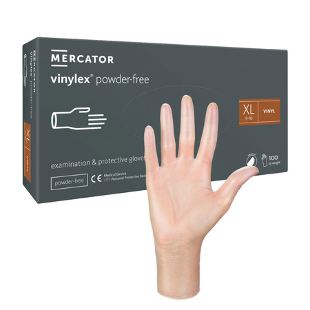 Rękawiczki winylowe XL bezpudrowe Mercator Vinylex transparentne 100szt