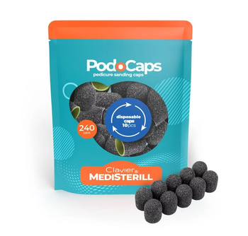 Kapturki Ścierne Clavier, Medisterill do Pedicure, Frezarki PodoCaps 13 mm 240 grit - 10szt.