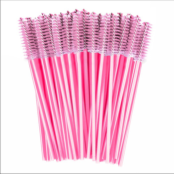 Szczoteczka Spiralka do Rzęs i Brwi, Clavier 50 szt. - jasno-różowa