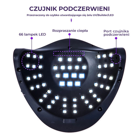 Lampa do Hybryd UV LED 280W, Paznokci Q11 - 66x LED