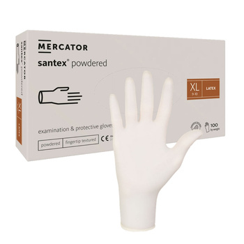 Rękawiczki lateksowe XL pudrowane Santex powdered finger txt 100sztuk