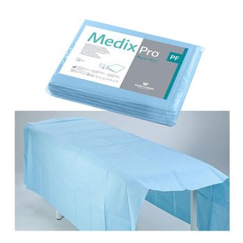 Prześcieradło jednorazowe 150cm x 210cm niebieskie podfoliowane 54g MedixPro 5szt