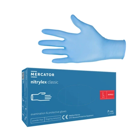 Rękawiczki nitrylowe L niebieskie Mercator Nitrylex Classic 100sztuk