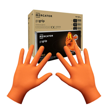 Rękawiczki nitrylowe M pomarańczowe Mercator Gogrip 50szt karton 10op