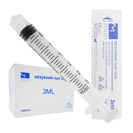 Strzykawka 3ml luer lock trzyczęściowa Medical Brokers 100szt