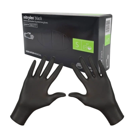 Rękawiczki nitrylowe S czarne Mercator Nitrylex Black 100sztuk