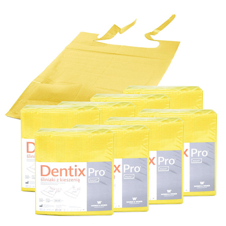 Śliniak dentystyczny z kieszonką 39cm x 48cm żółty podfoliowany 54g DentixPro 400szt