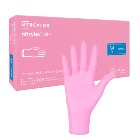 Rękawiczki nitrylowe M różowe Mercator Nitrylex Pink 100sztuk