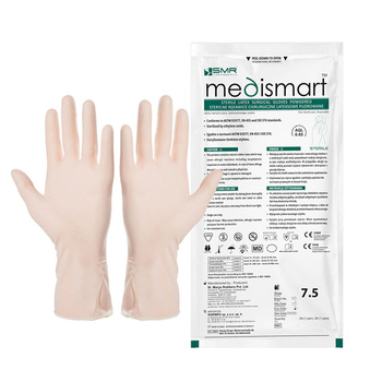 Rękawiczki chirurgiczne sterylne 7.5 lateksowe pudrowane Medismart 1 para