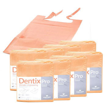 Śliniak dentystyczny z kieszonką 39cm x 48cm morelowy podfoliowany 54g DentixPro 400szt